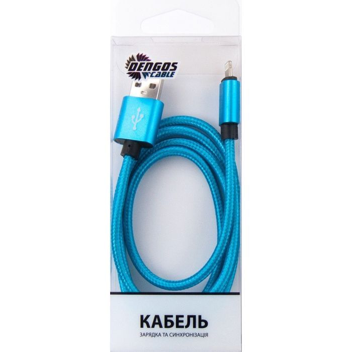 Дата кабель USB 2.0 AM to Lightning 1.0m blue Dengos (NTK-L-MT-BLUE) изображение 3