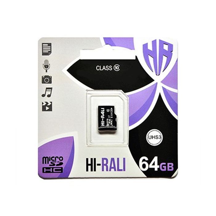 Карта памяти Hi-Rali 64GB microSDXC class 10 UHS-I (HI-64GBSDCL10-00)