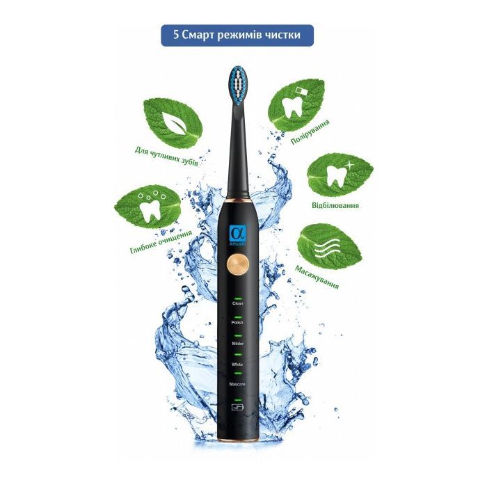 Електрична зубна щітка AHealth SMART SONIC SMILE 1 black (AHsss1b) зображення 2
