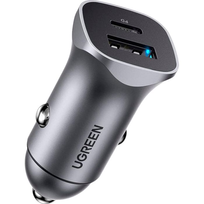 Зарядное устройство Ugreen CD130 20W USB + Type-C PD Car Charger (Gray) (30780)