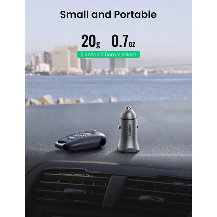 Зарядное устройство Ugreen CD130 20W USB + Type-C PD Car Charger (Gray) (30780) изображение 7