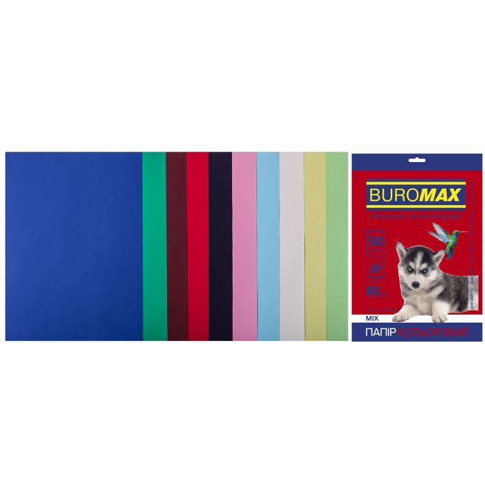 Бумага Buromax А4, 80g, DARK+PASTEL, 10colors, 50sh (BM.27211150-99)