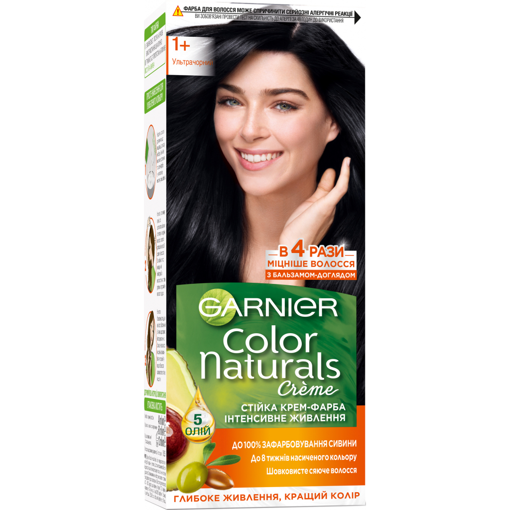 Фарба для волосся Garnier Color Naturals 1+ Ультрачорний 110 мл (3600541091641)