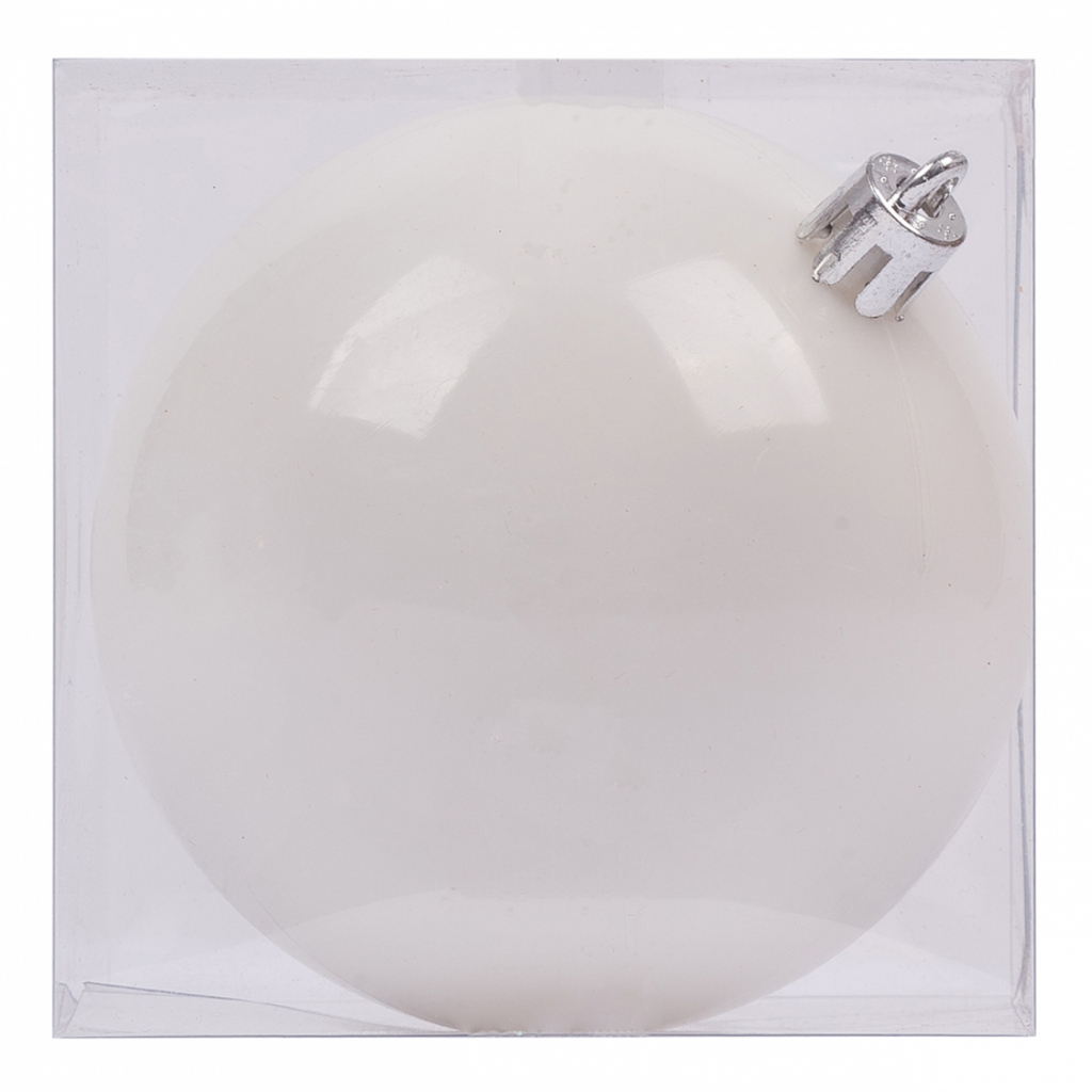 Елочная игрушка Novogod`ko шар, пластик, 10 cм, белый, глянец (974049)