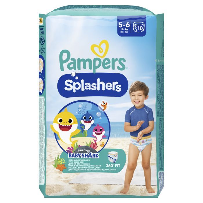 Подгузники Pampers для плавания Splashers Размер 5-6 (14+ кг) 10 шт (8001090728951) изображение 2
