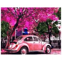 Картина по номерам Strateg Розовый Volkswagen Beetle 40х50 см (VA-1975)
