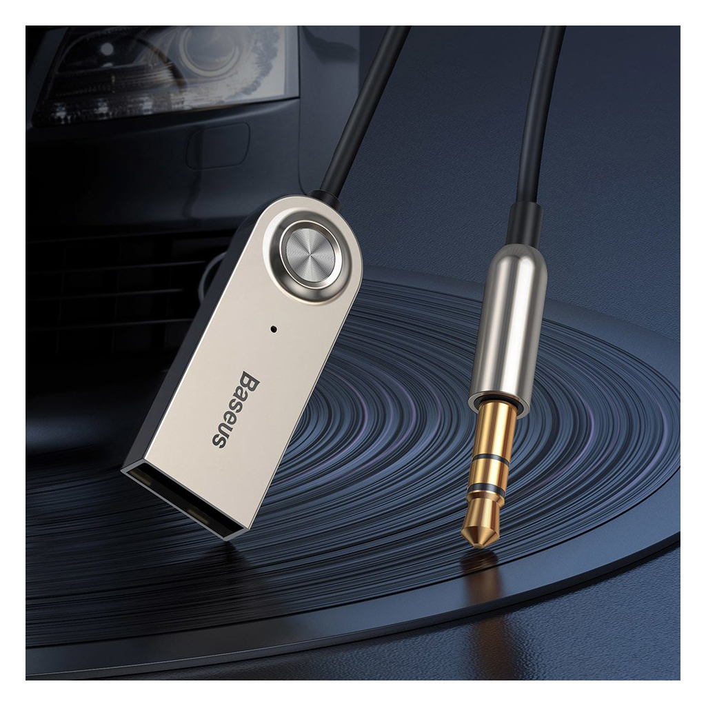 FM модулятор Baseus Bluetooth Audio Adapter AUX/USB with mic (CAB01-01) Silver (CAB01-01) изображение 9