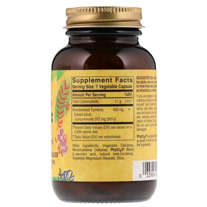Антиоксидант Solgar Куркума экстракт (корень), Turmeric, 60 капсул (SOL-04161) изображение 2