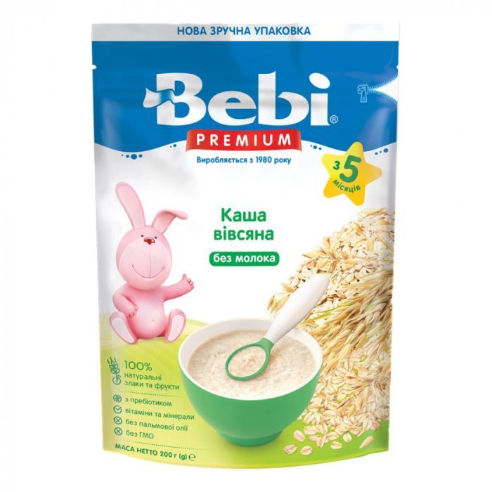 Детская каша Bebi Premium безмолочная Овсяная с 5 мес. 200 г (8606019654375)