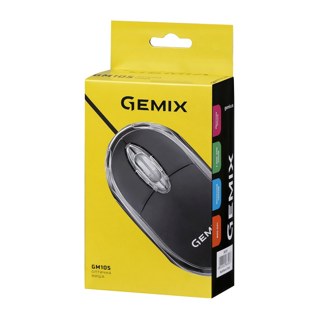 Мишка Gemix GM105 USB black (GM105Bk) зображення 8