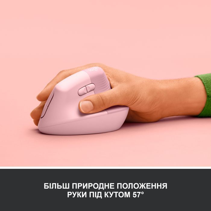 Мышка Logitech Lift Vertical Ergonomic Wireless/Bluetooth Rose (910-006478) изображение 3