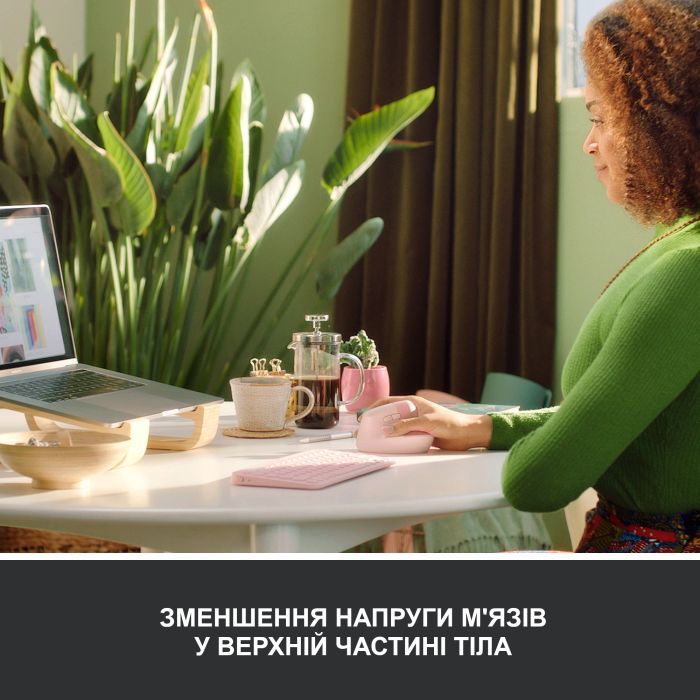 Мышка Logitech Lift Vertical Ergonomic Wireless/Bluetooth Rose (910-006478) изображение 4