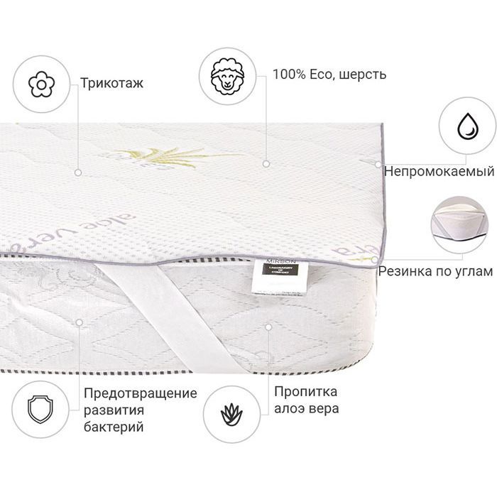 Наматрацник MirSon №1012 Alberto Wool Aloe Vera 180х190 см (2200001497214) зображення 2