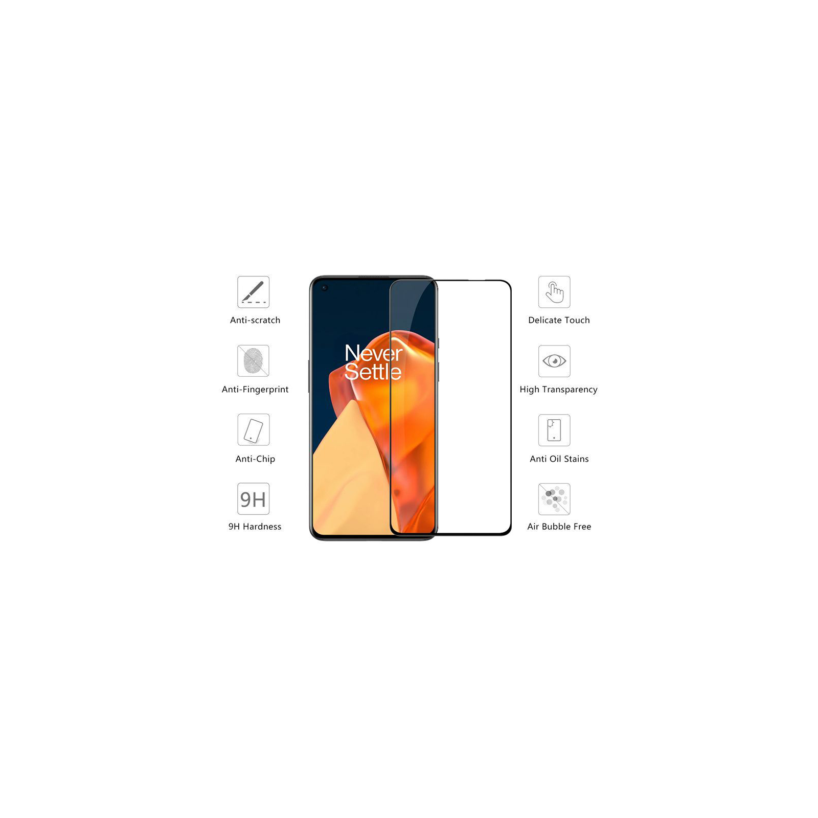 Стекло защитное Drobak OnePlus 9 Black Frame A+ (474786) изображение 2