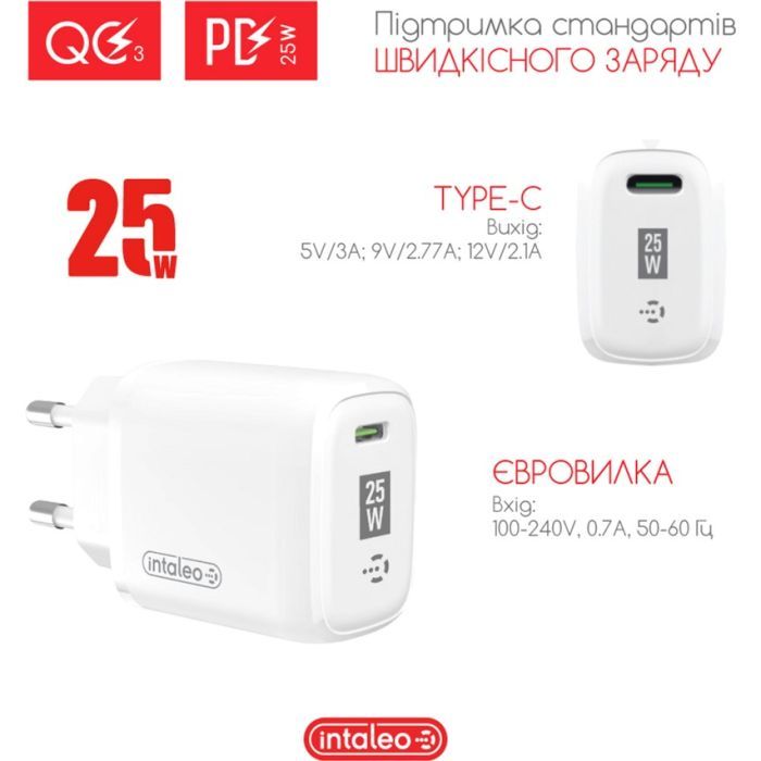 Зарядное устройство Intaleo TCGQPD125 1хType-C 3A/25W QC/PD3.0 (1283126538827) изображение 6