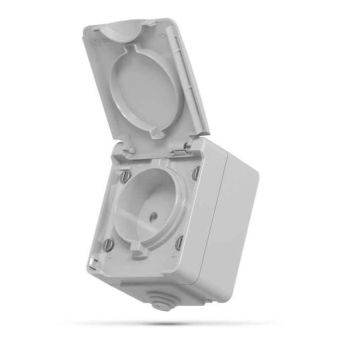 Розетка Videx BINERA IP65 наружная 1ая серая (VF-BNW21-G)