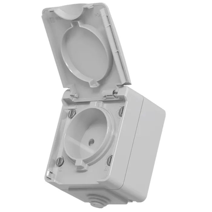 Розетка Videx BINERA IP65 наружная 1ая серая (VF-BNW21-G)
