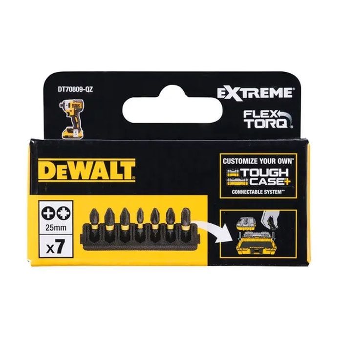 Набір біт DeWALT в касеті для Tough Case,FlexTorq,L 25 мм, Рh1,Рh2 2 шт, Pz1,Pz2 2 шт, Pz3 (DT70809) зображення 2