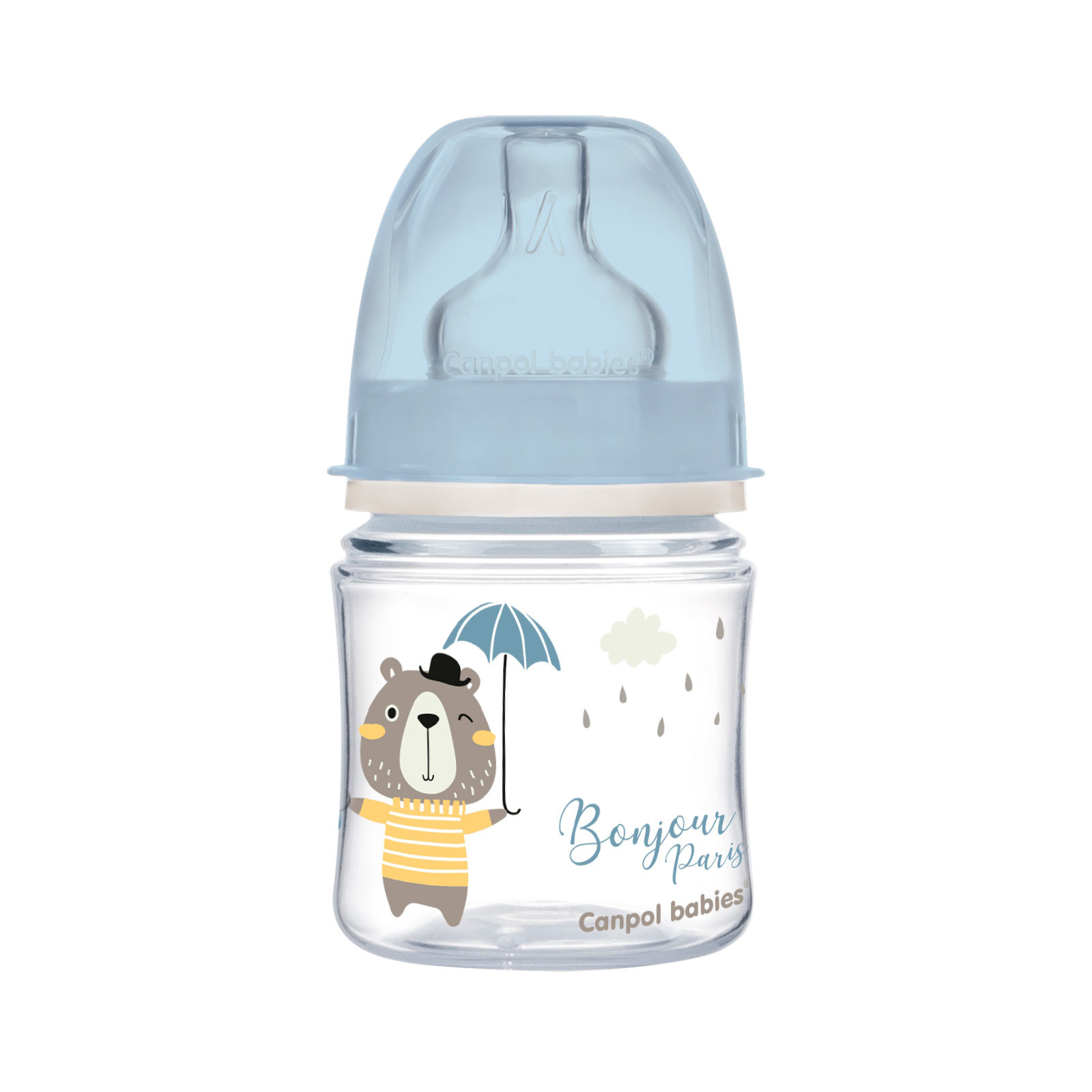 Пляшечка для годування Canpol babies Bonjour Paris з широким отвором 120 мл Синя (35/231_blu)