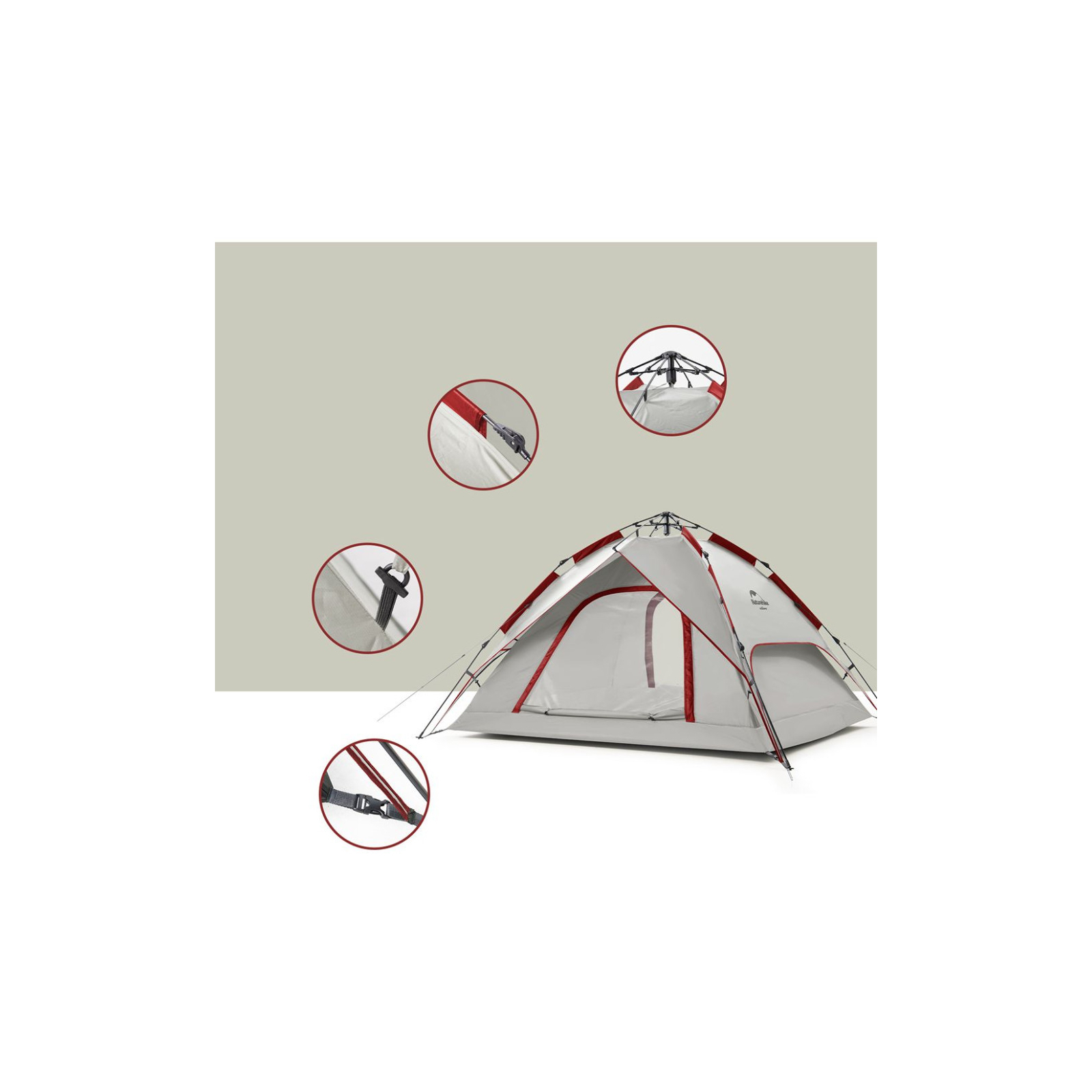 Палатка Naturehike NH21ZP008 4x Grey/Red (6927595777572) изображение 3