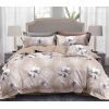 Постільна білизна ШЕМ Royal Satin бежеві квіти полуторний 150 х 215 (1,5 RS_беж квіти)