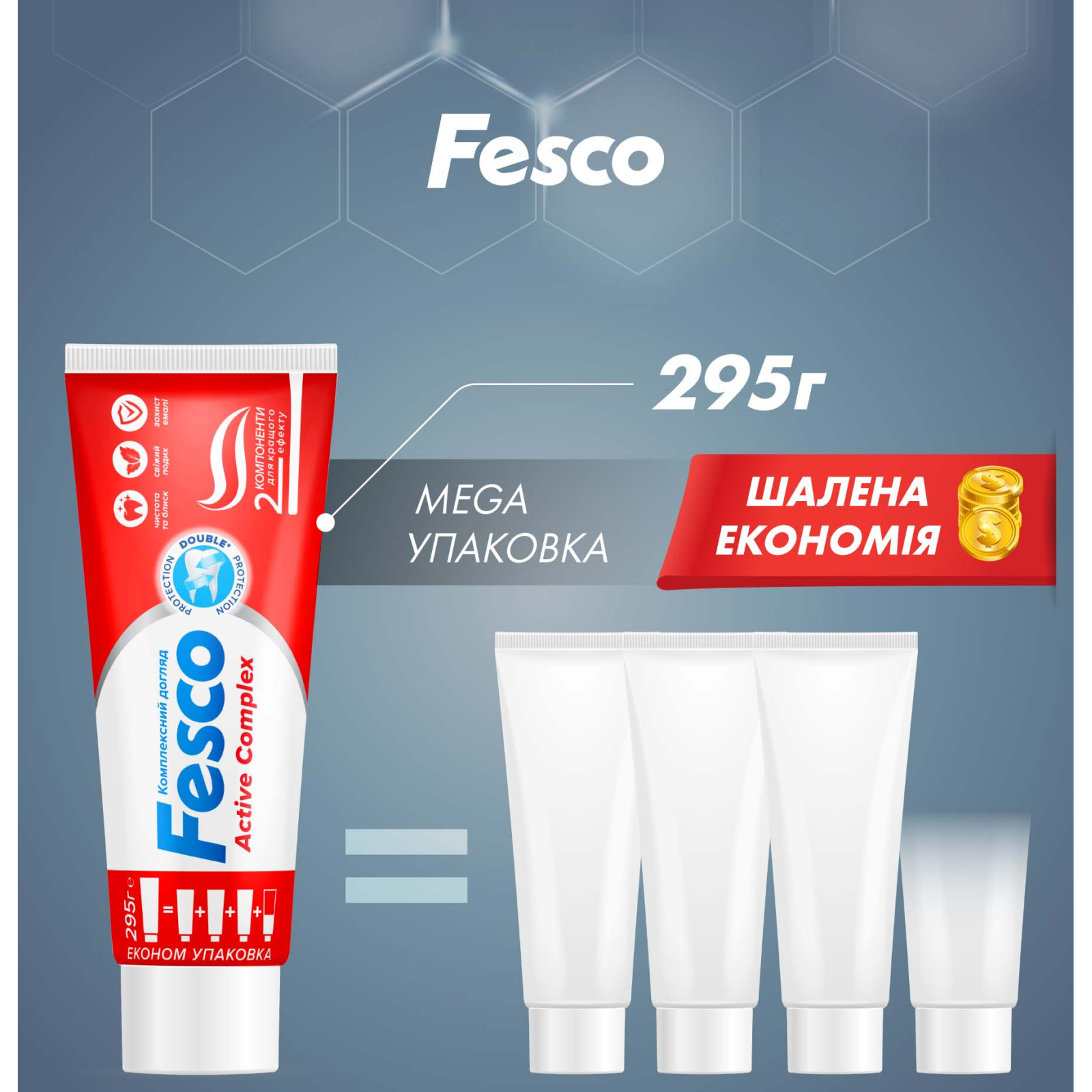 Зубная паста Fesco Active Complex Комплексный уход 250 мл (4823098414049) изображение 2