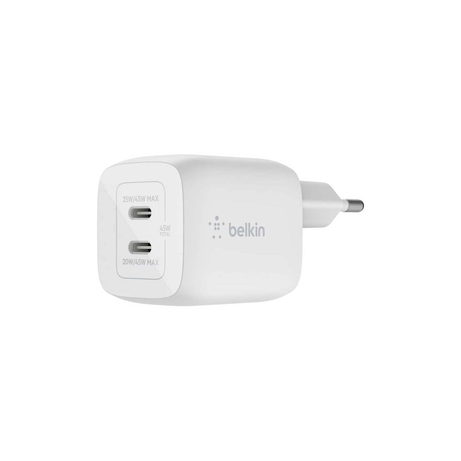 Зарядное устройство Belkin 45W 2хUSB-С GAN PD PPS white (WCH011VFWH)