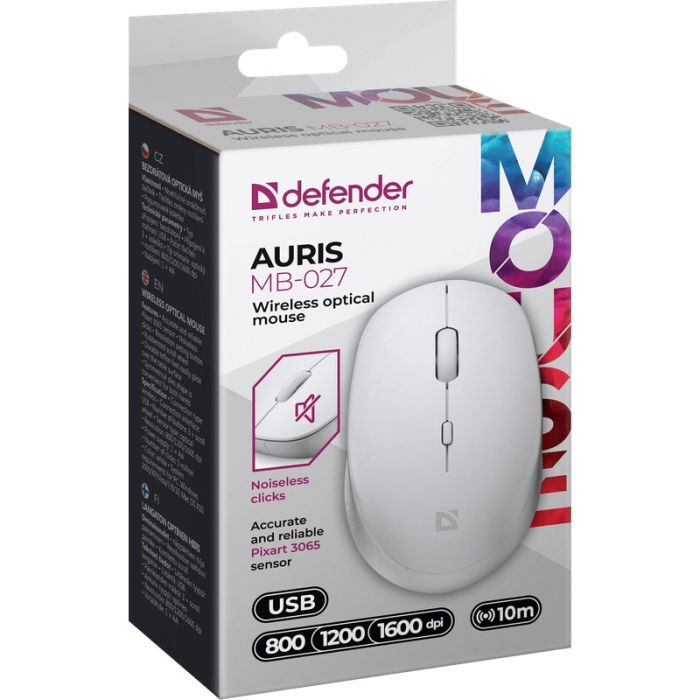 Мышка Defender Auris MB-027 Silent Wireless White (52028) изображение 5