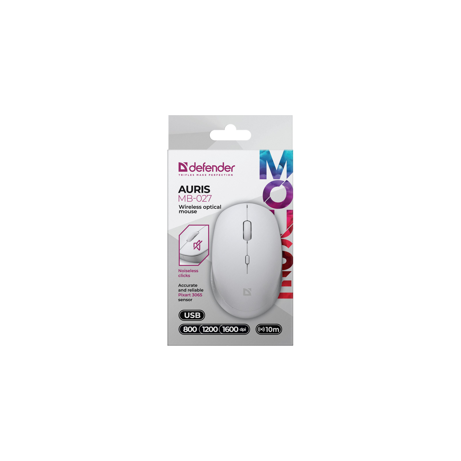 Мишка Defender Auris MB-027 Silent Wireless White (52028) зображення 6