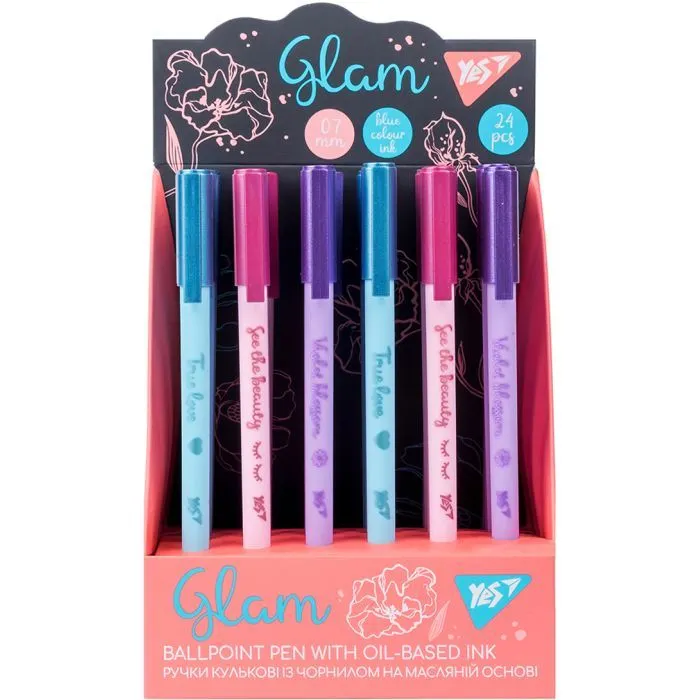 Ручка шариковая Yes Glam 0,7 мм синяя (412014) изображение 4