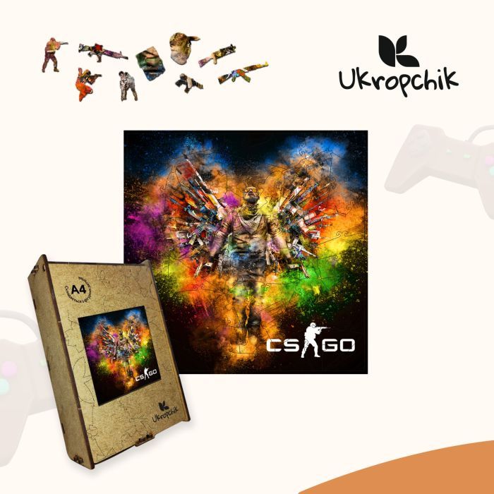 Пазл Ukropchik деревянный CS:GO А4 в коробке с набором-рамкой (CSGO A4) изображение 5