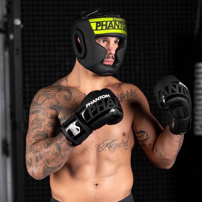 Боксерский шлем Phantom APEX Full Face Neon One Size Black/Yellow (PHHG2303) изображение 8