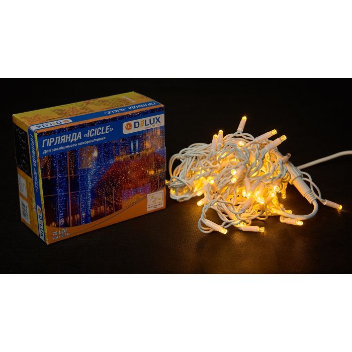 Гірлянда Delux Icicle 75LED IP44 EN Жовтий/Білий 2 x 0.7 м (90016590) зображення 2