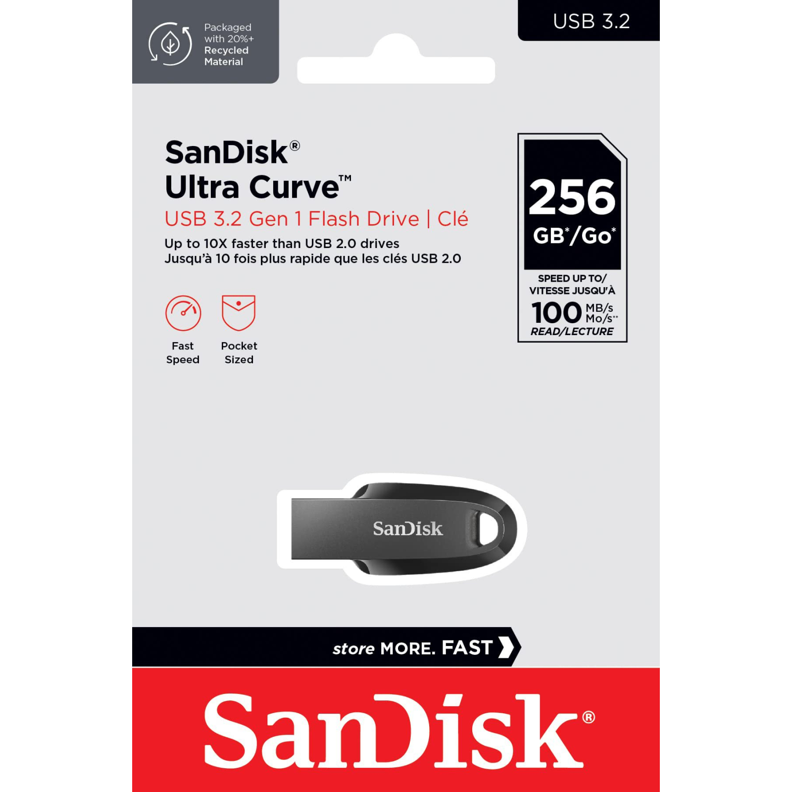 USB флеш накопичувач SanDisk 256GB Ultra Curve Black USB 3.2 (SDCZ550-256G-G46) зображення 8