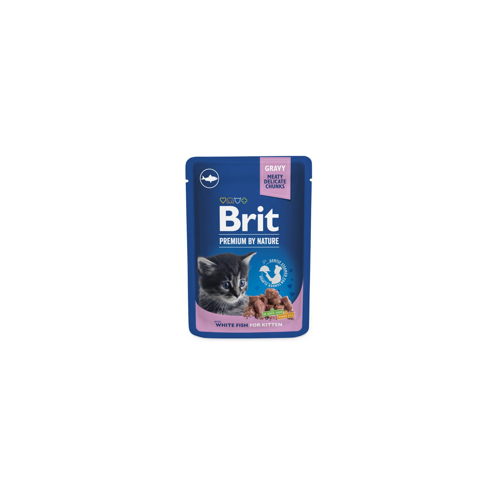 Влажный корм для кошек Brit Premium с белой рыбой для котят 100 г (8595602548637)