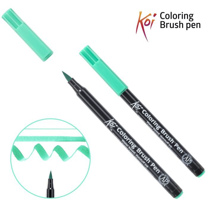 Художественный маркер KOI Маркер-кисть акварельный Зелено-синий, 28 (084511393257)