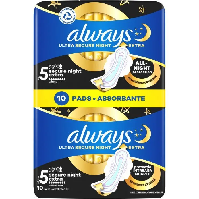 Гигиенические прокладки Always Ultra Secure Night Extra Размер 5 10 шт. (8006540093849) изображение 2