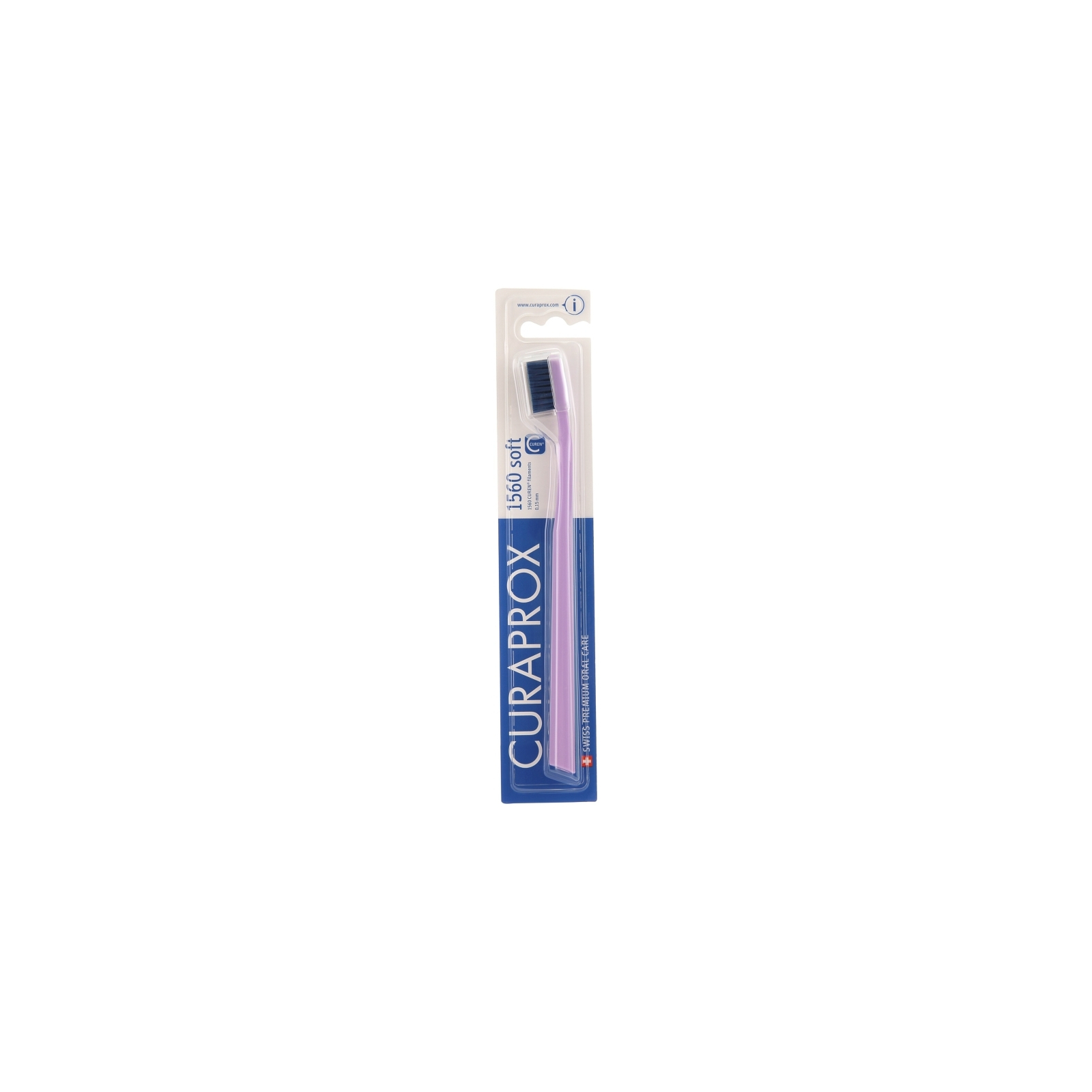 Зубная щетка Curaprox CS 1560 Soft Мягкая D 0.15 мм Лиловая с синей щетиной (CS 1560-09)