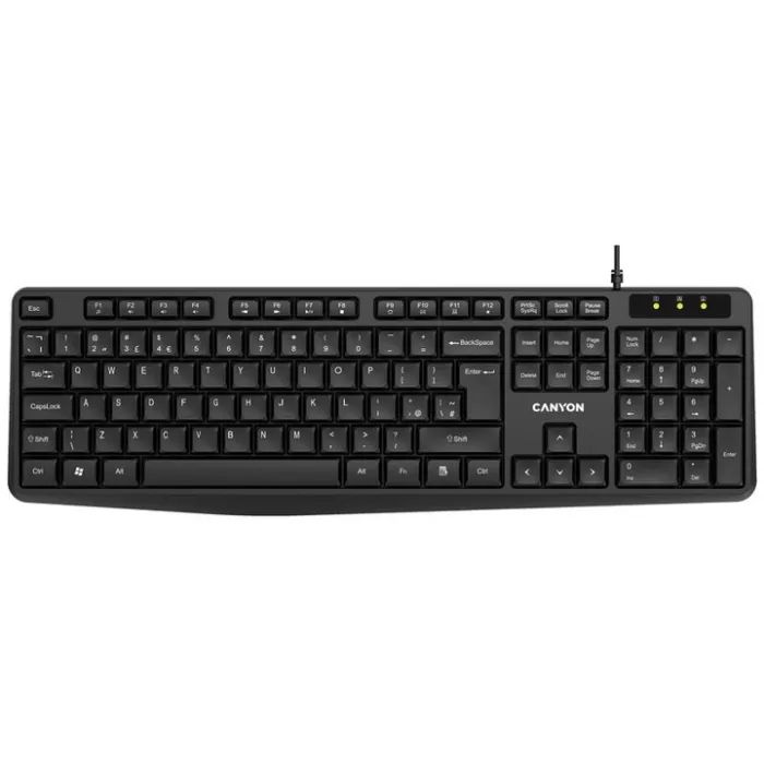 Клавиатура Canyon KB-1 Water resistant USB UA Black (CNE-CKEY01)