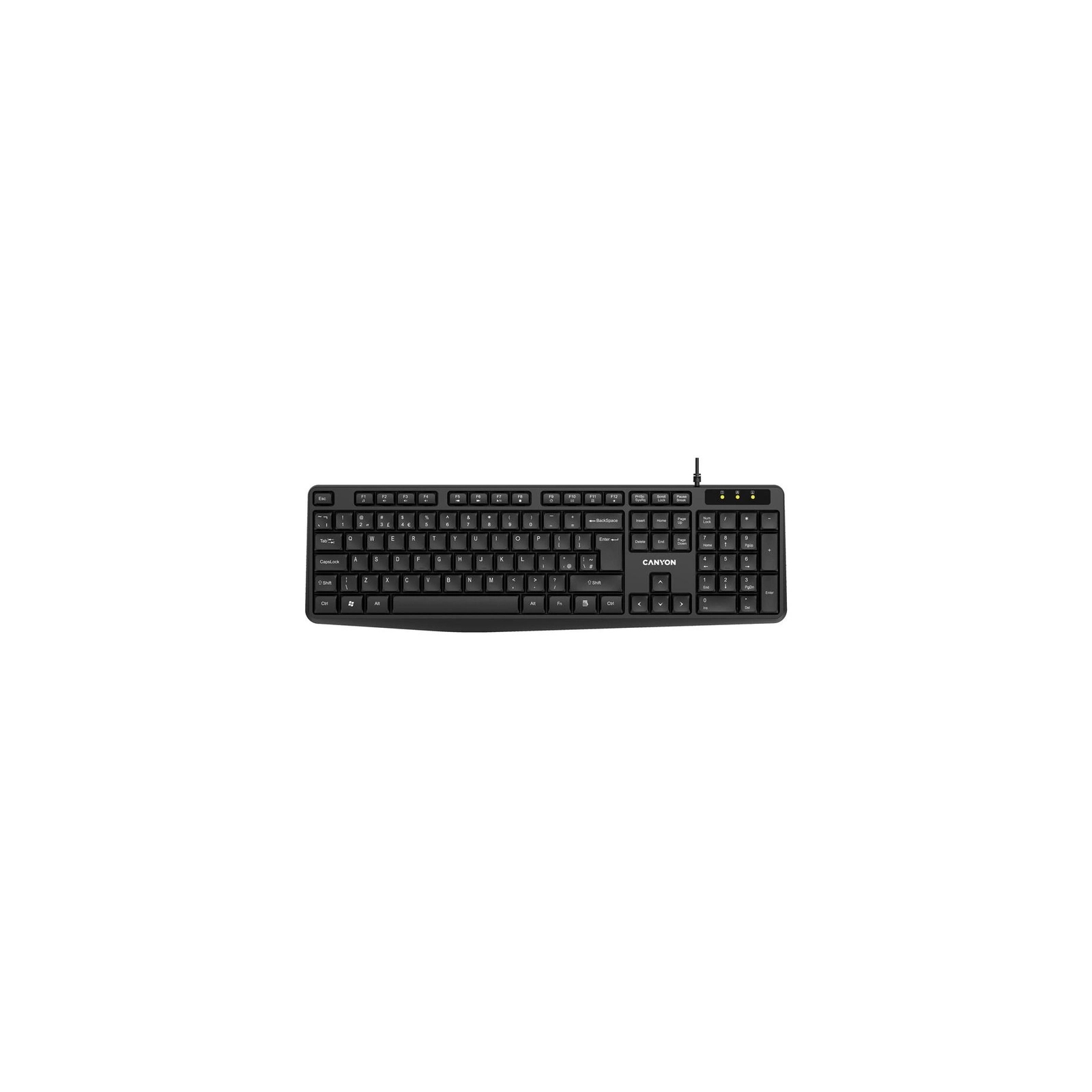 Клавіатура Canyon KB-1 Water resistant USB UA Black (CNE-CKEY01)