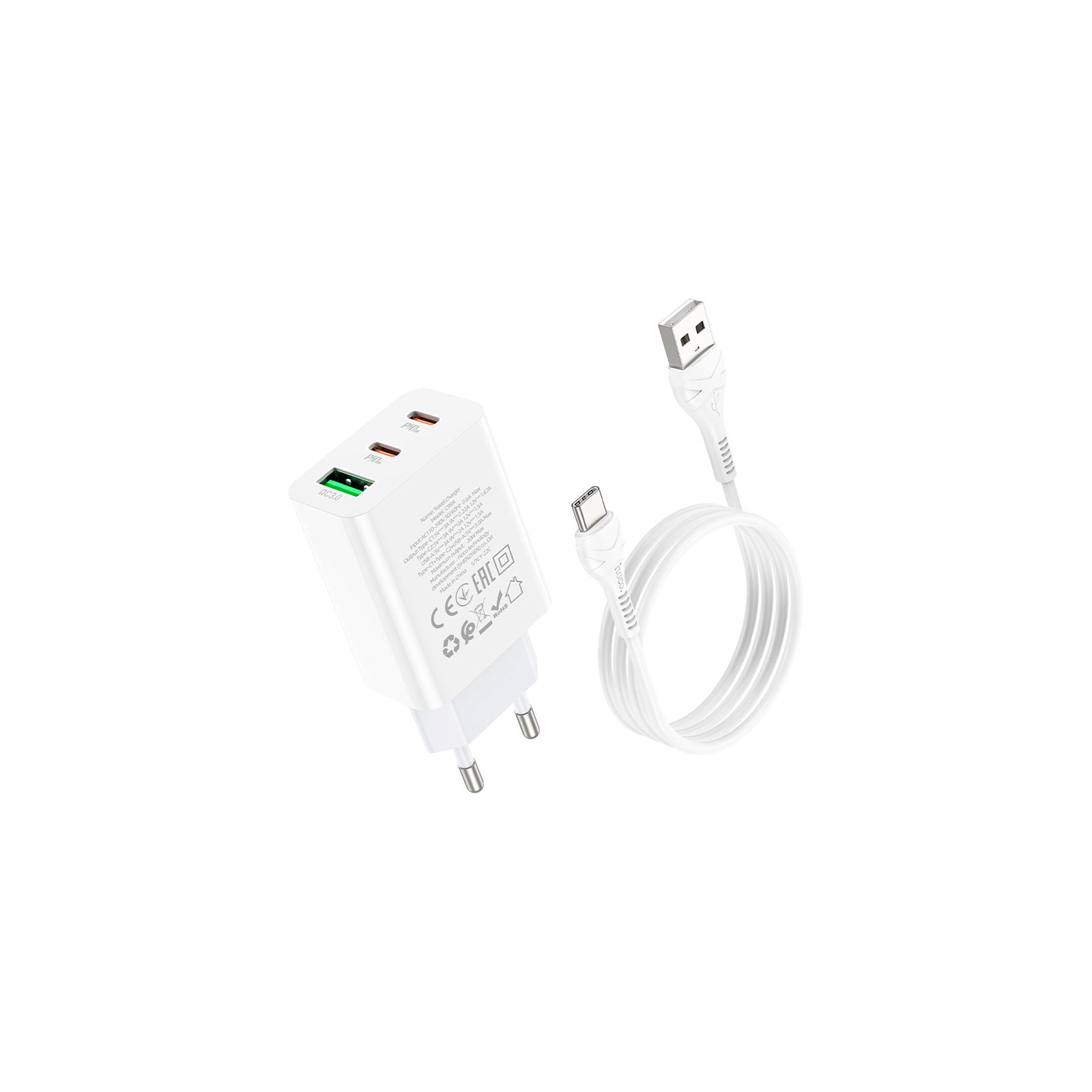 Зарядное устройство HOCO C99A charger set (Type-C) White (6931474767585) изображение 6