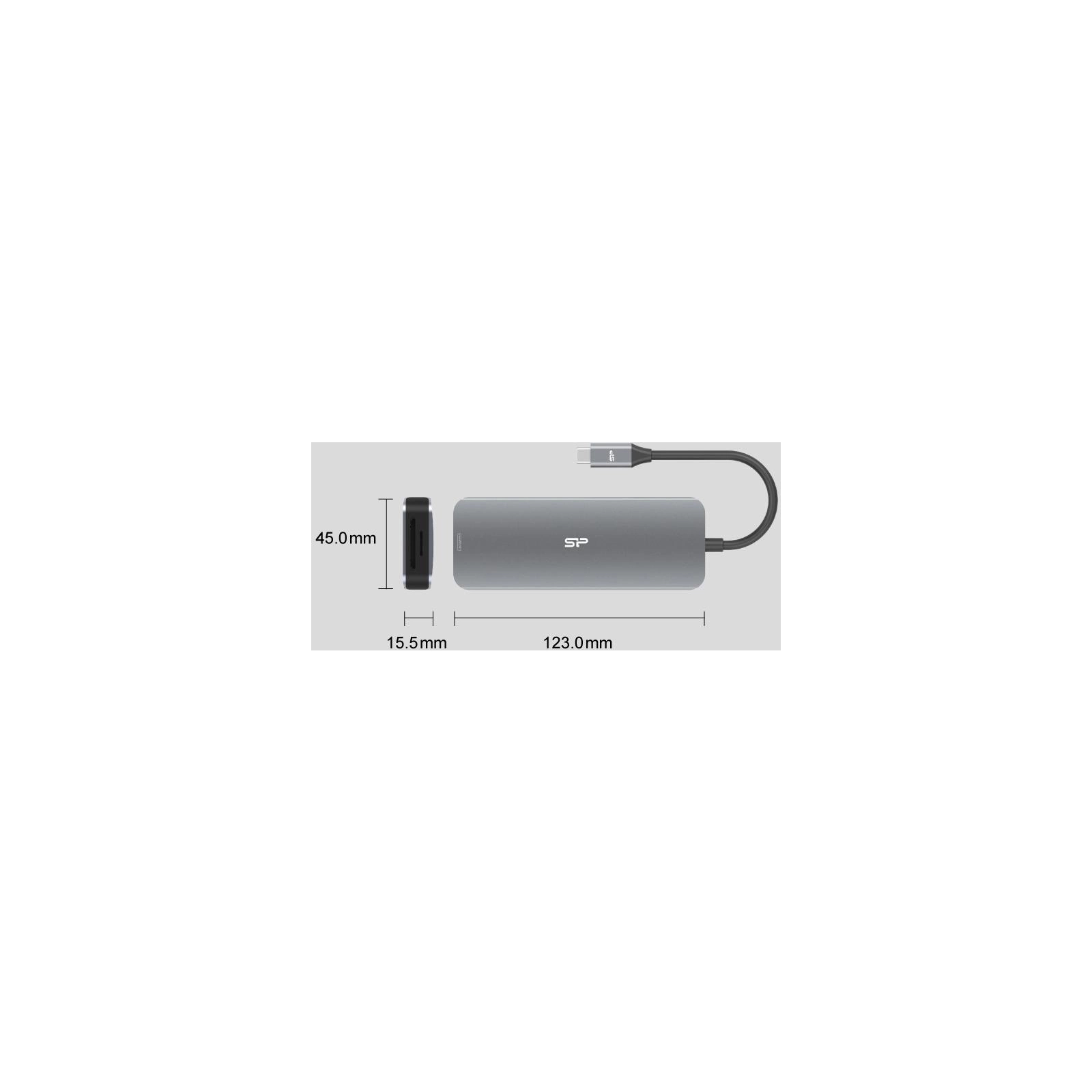 Концентратор Silicon Power USB-C 8-in-1 SR30 Silver Aluminum (SPU3C08DOCSR300G) изображение 6