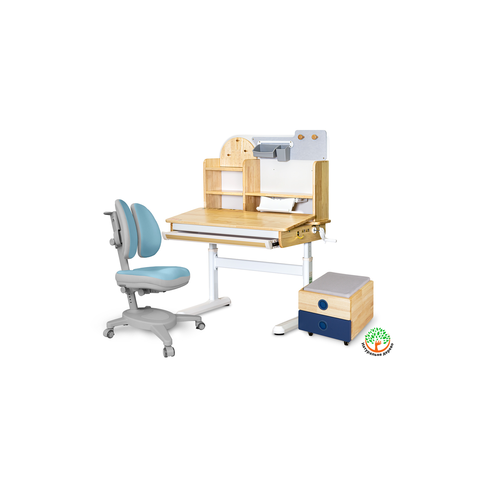 Парта с креслом Mealux Timberdesk S (парта+кресло+тумба) (BD-685 S+ box BD 920-2 BL+Y-115 DGB)