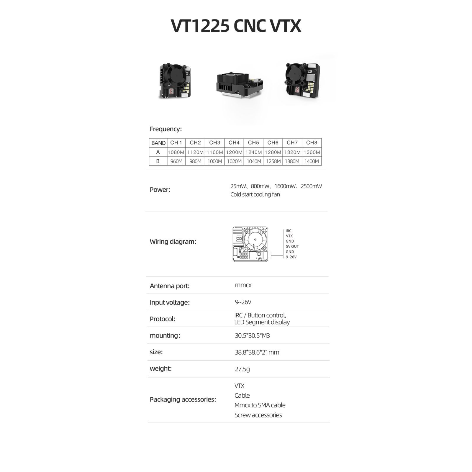 ᐈ Купить видеопередатчик (vtx) Skyzone 2.5W 1.2GHz 16CH (VT1225