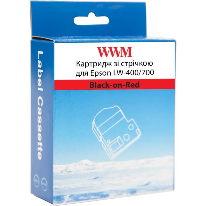 Лента для принтера этикеток WWM для Epson LW-400/700 18mm х 8m Black-on-Red (WWM-SC18R) изображение 2