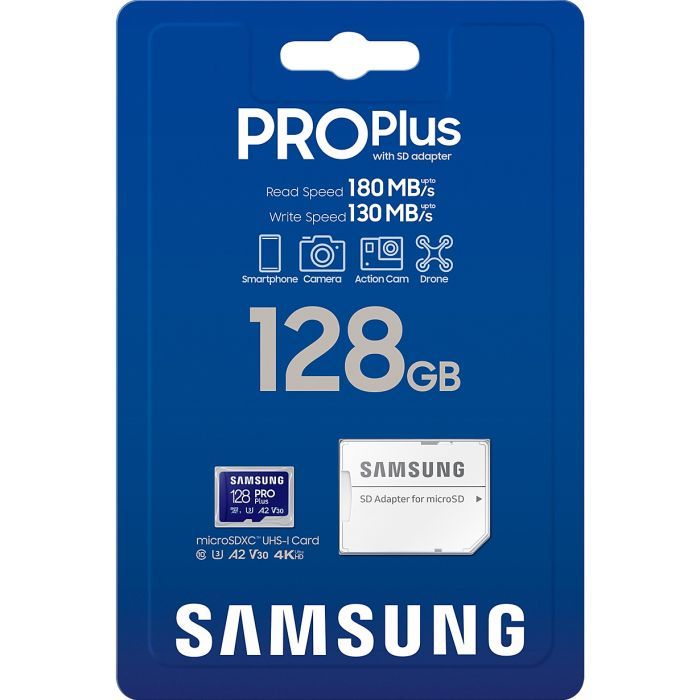 Карта пам'яті Samsung 128 GB microSDXC Pro Plus UHS-I U3 V30 A2 Class 10 + SD-adapter (MB-MD128SA/EU) зображення 3