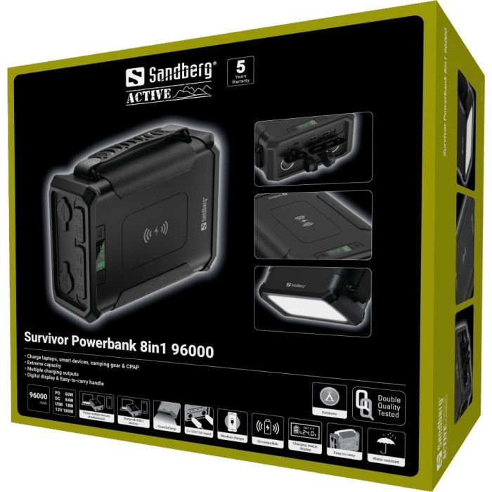 Батарея универсальная Sandberg 96000mAh, Survivor, DC/84W, PD/60W, Cigar Lighter 180W, Wireless, LiFePo4 (420-78) изображение 6