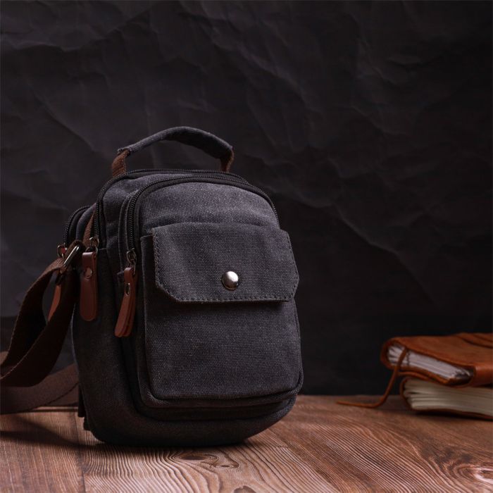 Сумка Vintage Мужская из текстиля Черная (22218) изображение 9