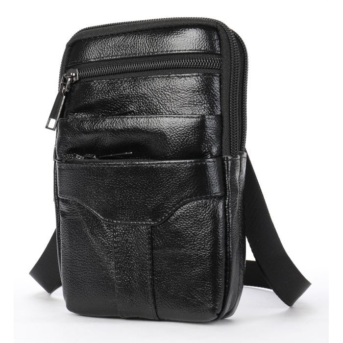 Сумка Vintage Небольшая кожаная поясная Черная (20359) изображение 2