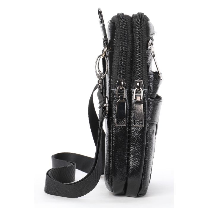 Сумка Vintage Небольшая кожаная поясная Черная (20359) изображение 5